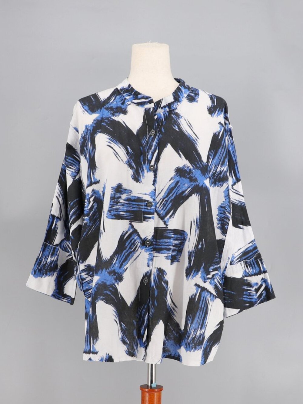 NWOT M Square Neetu Malik Cotton Button Up Abstract Print Shirt Boxy Top Size 1/